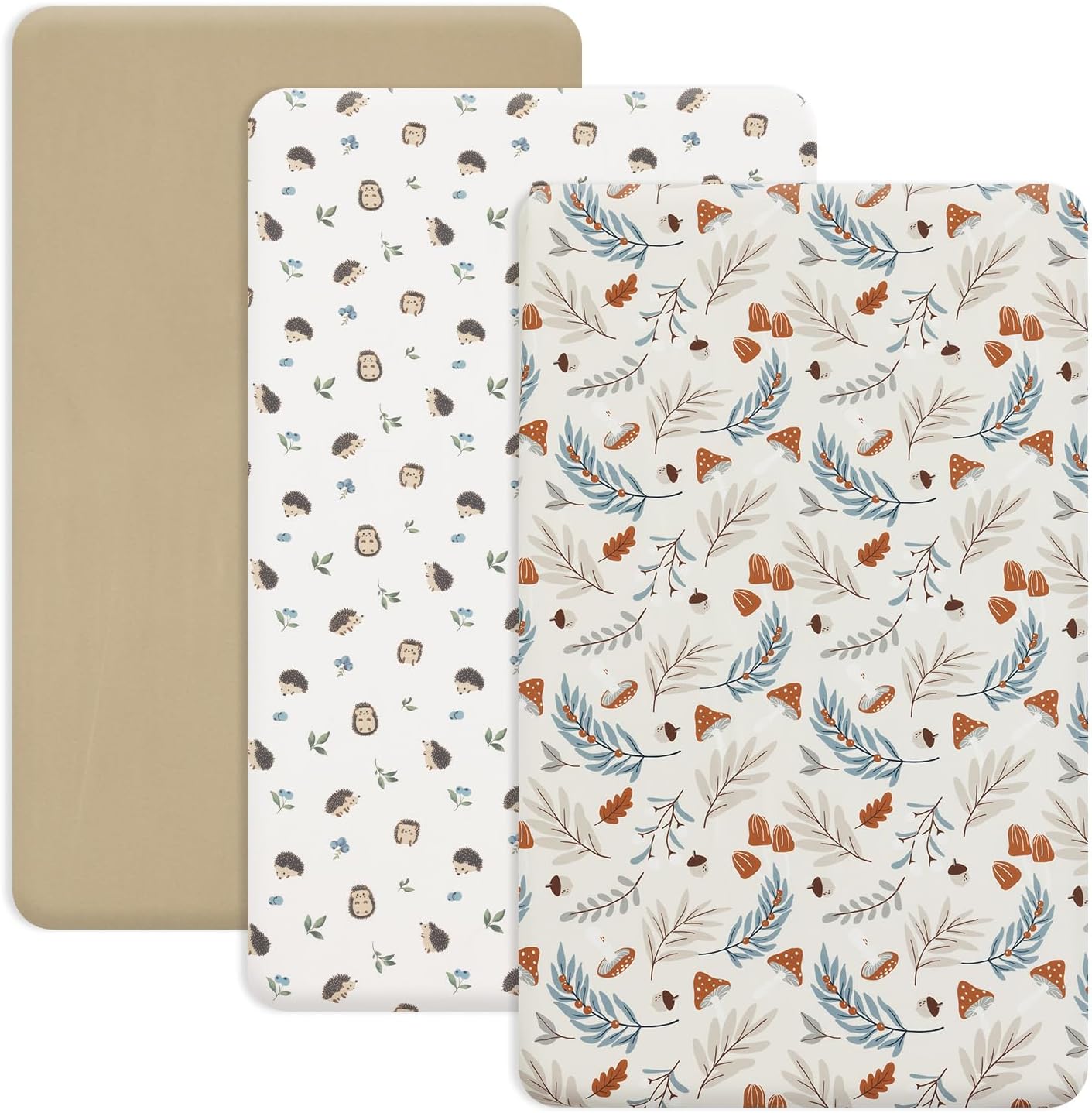 PHF 3 Pack Soft Mini Crib Sheets, Floral & Animal Pack N Play Sheets for Baby Boys Girls, No Slip Universal Fit for Pack N Play, Playard, Portable and Mini Crib Mattresses,Floral & Animal