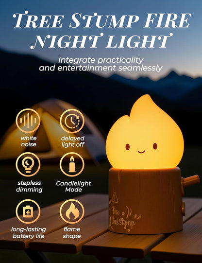 3pcs Cozy Campfire Nightlight Kits, Soothing Nature Sounds, White Noise Night Light for Baby Adult, Rechargeable, Cute Flame Lamp, Best Gift for Kids Bedrooms Camping Trips
