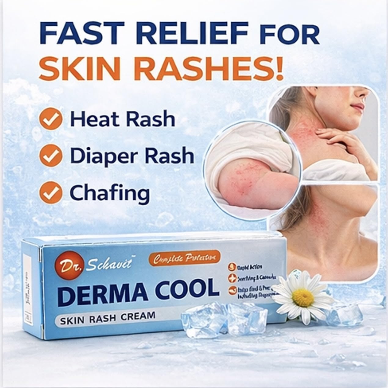 Derma Cool Skin Rash Cream – Rapid-Action Soothing Relief for Red, Irritated, Dry Skin & Diaper Rash – Helps Heal, Protect & Prevent Rashes. Intensive Care Formula 30g