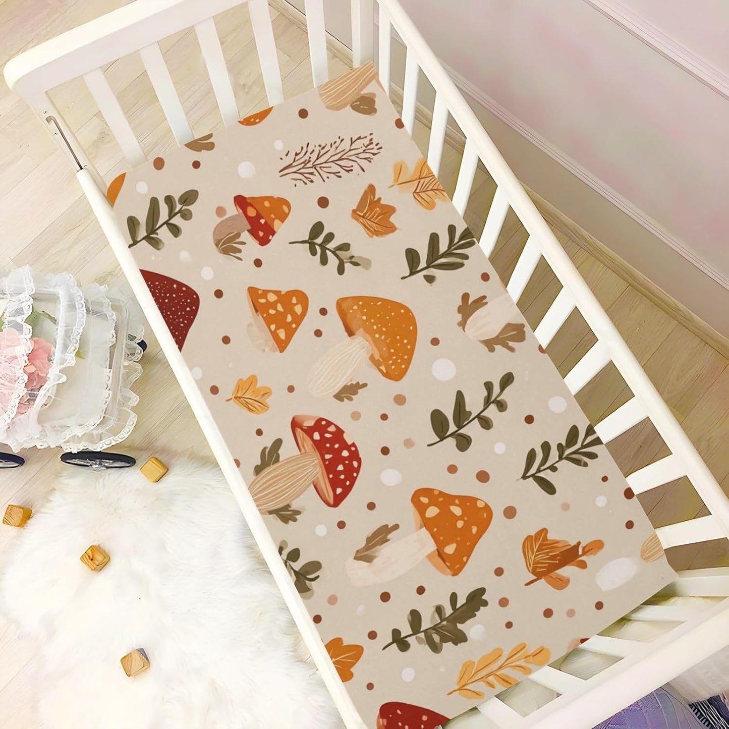 Baby Crib Sheet Cute Goose Flowers Crib Mattress for Boys and Girls Playard Sheet Soft Breathable Fitted Baby Mattress Cover 52x28in