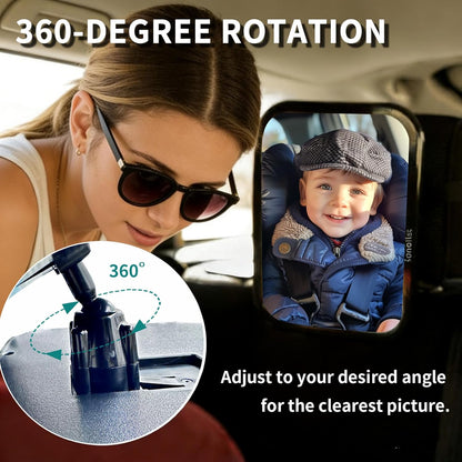 Funbliss 2-Pack Baby Car Mirror - Shake-Proof & Shatterproof, 360° Adjustable Angle, Clear Wide View for Rear-Facing Infants, Easy Install, Perfect Baby Travel Gear & Carseat Accessories