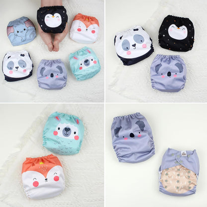 Mama Koala 3.0 Pocket Cloth Diapers for Babies with AWJ Lining, 6 Pack with 6 4-Layer Natural Cloth Diaper Inserts - Reusable and Washable Pocket Diapers(Hardworking Bees) - Colors B