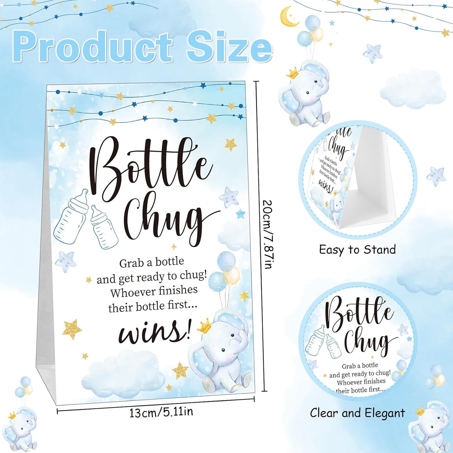 TrelaCo Bottle Chug Baby Shower Game 20 Pcs Baby Bottles Shower Favor with 1 Greenery Theme Sign for Gender Reveal Party Supplies Gifts(Green)