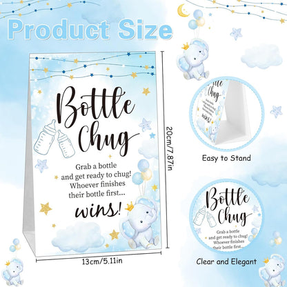 TrelaCo Bottle Chug Baby Shower Game 20 Pcs Baby Bottles Shower Favor with 1 Greenery Theme Sign for Gender Reveal Party Supplies Gifts(Green)