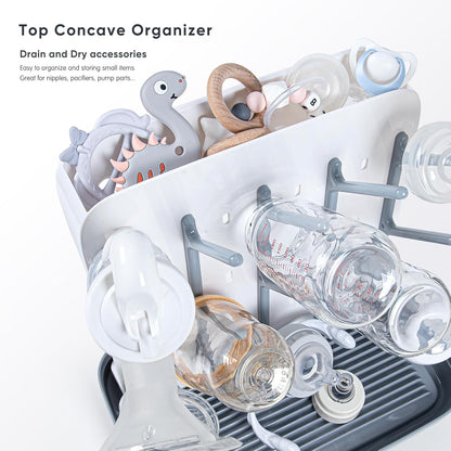 Termichy Baby Bottle Drying Rack: Large Vertical Bottle Dryer Rack Holder - Space Saving Standing Drying Rack for Baby Bottles and Pump Part Cleaning (Gray)