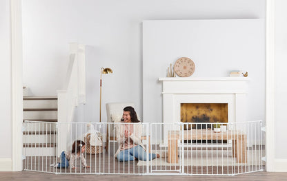 Regalo Safety 192" Super Wide Baby Gate & Play Yard, 2-in-1 Convertible Extra Wide Safety Barrier, Hardware Mounted for Toddlers & Pets, Tested & Safe for 30 Years, American Designed & Owned, White