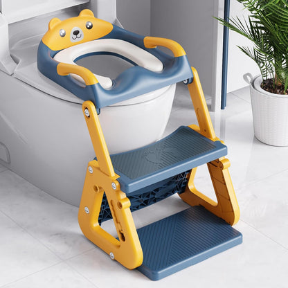 Orzbow Potty Training Seat | Upgrade Toddler Potty Training Toilet with Step Stool, 2-in-1 Stability Toilet Seat for Boys Girls | with Splash Guard, Anti-Slip Pad, Ladder, and Height Adjustable, Pink