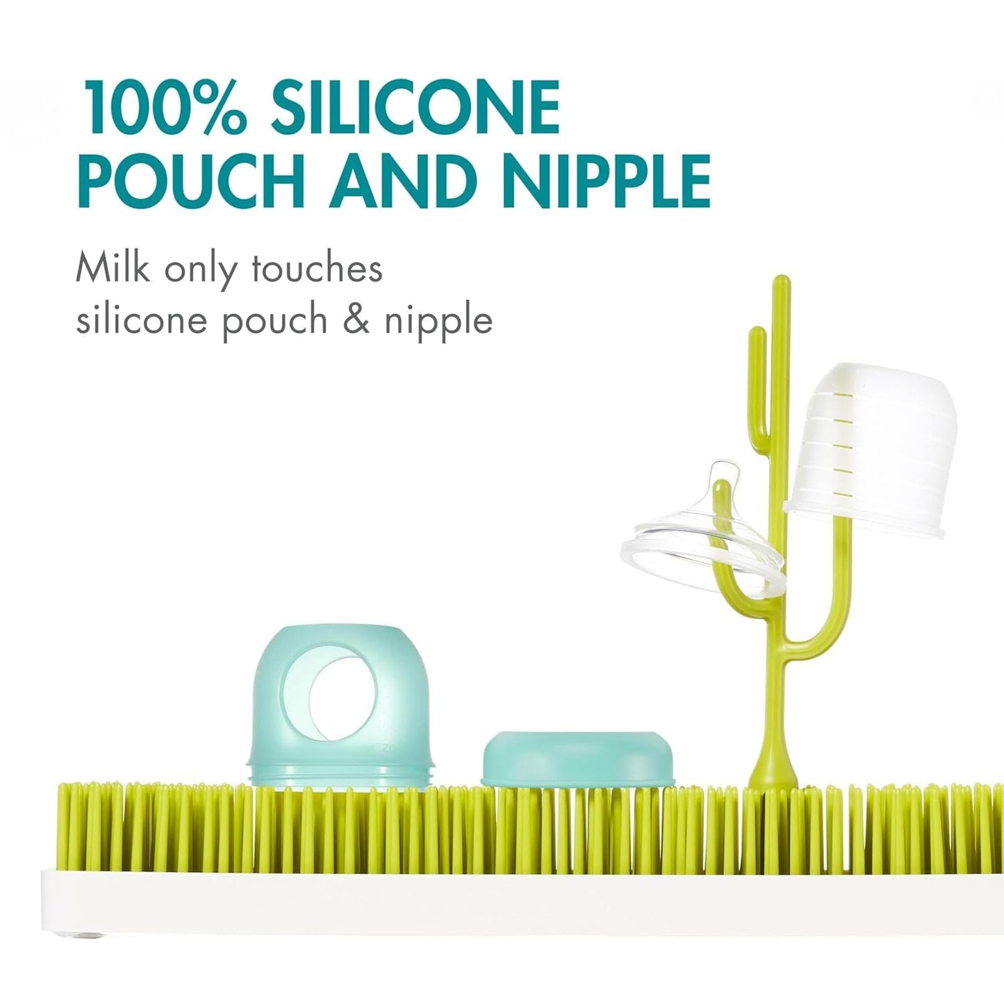 Boon Nursh Reusable Silicone Pouch Baby Bottles - Slow Flow Nipple - Silicone Baby Bottle Pouch and Nipple - Baby Feeding Essentials - Speckle - 0-3 Months - 3 Count - 4 Ounce