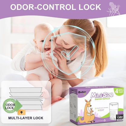 Refills Compatible with DEKOR Plus Diaper Pail Refill Bags| 8 Pack| Super Powerful Odor Eliminator Extra Thick Diaper Pail Bags| Each Holds up to 6032 Diapers| Fresh Lemon Scent| Easy to Replace