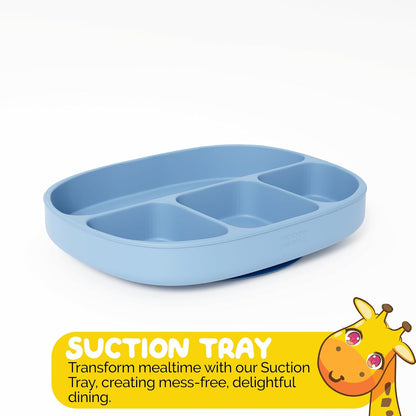 Toddler Necessities Baby Feeding Essentials Set for Baby in Green Color with Baby plates with Suction and Silicone Utensil Set - (3 Pieces)