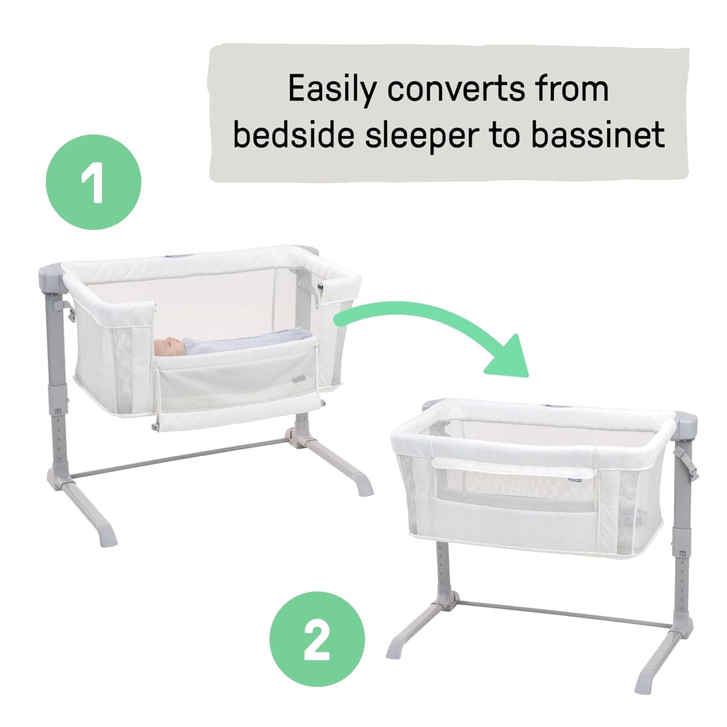 Ingenuity Dream Hero Starlight 3-in-1 Co-Sleeping Bassinet and Crib - Lume (Grey), Unisex, Newborn to 12 Months