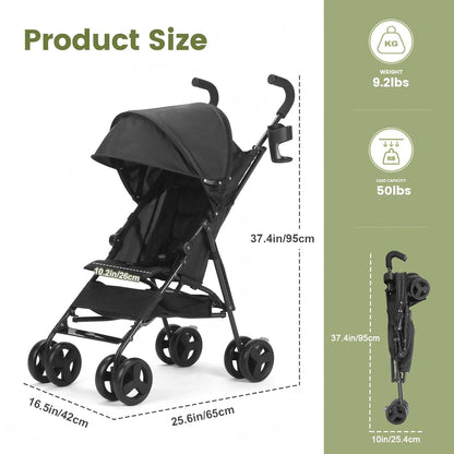 6-36M Baby Stroller, Umbrella Stroller with Foldable Pushchair with Adjustable Canopy, Folding Infant Newborn Pram Stroller with Storage Basket, Cup Holder, Suspension Wheels for Infants (Dark Grey)
