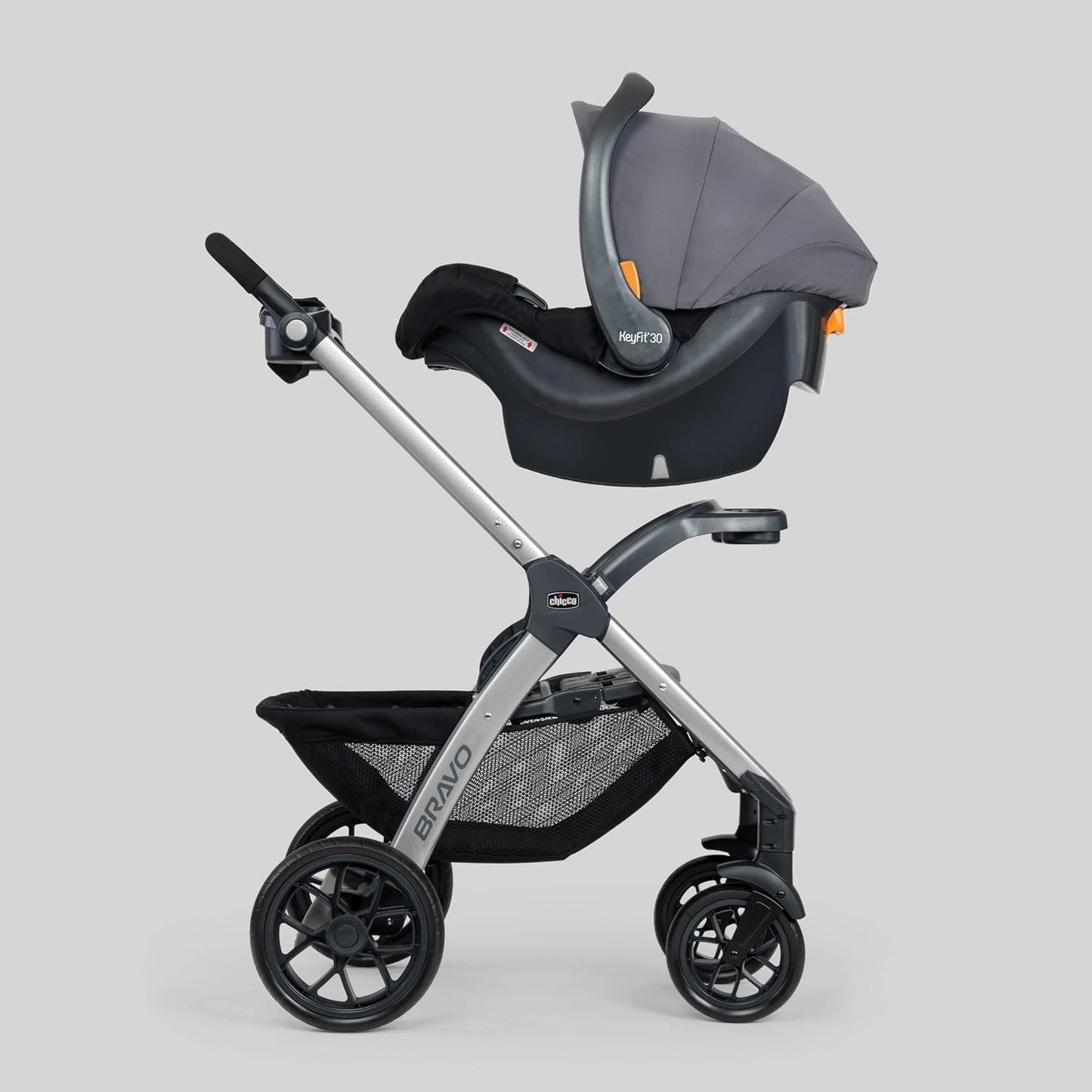Chicco Bravo LE ClearTex Full-Size Stroller for Babies and Toddlers, UPF-Rated Canopy, GREENGUARD Gold Certified, Lightweight, One-Hand Compact Fold, Pewter/Grey