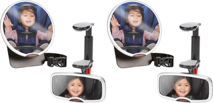 Diono Baby Car Mirror 2 Pack, Includes Safety Car Seat Mirror for Rear Facing Infant & See Me Too Rear View Baby Mirror Both Fully Adjustable with Wide Crystal Clear View, Shatterproof, Crash Tested