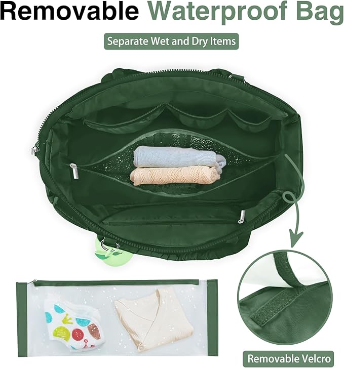 KUBYA Diaper Bag Tote, Puffer Diaper Tote Bags for Women Lightweight Travel Work Hospital Baby Bag Crossbody Mommy Bag