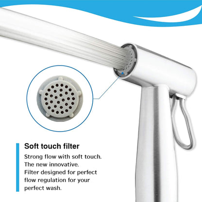 VRH Bidet Sprayer for Toilet and Baby Cloth Diaper Sprayer, Handheld Shattaf Bidet Spray for Toilet with Stainless Steel and Complete Accessories FXVH0-0040ES