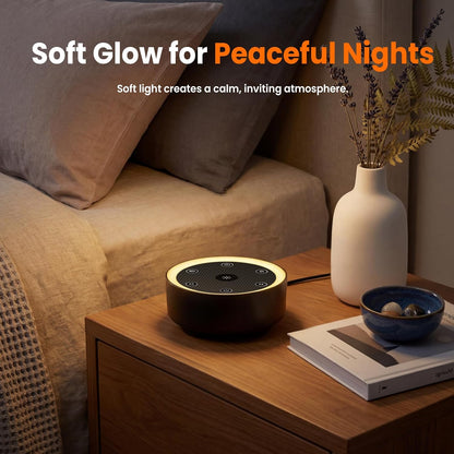 Kipcush White Noise Machine - 21 Soothing Non-Looping Sounds, Dimmable Night Light, & Blind-Touch Buttons | USB-Powered Portable Sleep Therapy for Babies, Adults, Office & Travel - White