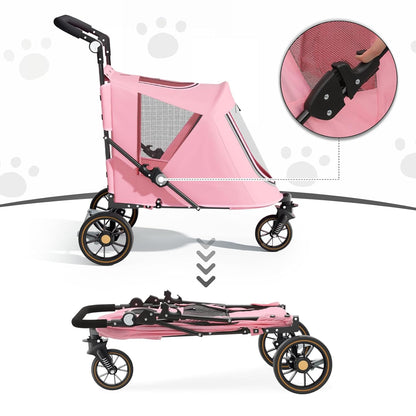 MoNiBloom Large Pet Stroller with Anti-Slip Ramp, Heavy Duty Dog Stroller Up to 99lb, Safe & Gentle Mobility Aid, All-Terrain Wheels, Idea for Injured, Disabled, & Senior Dog