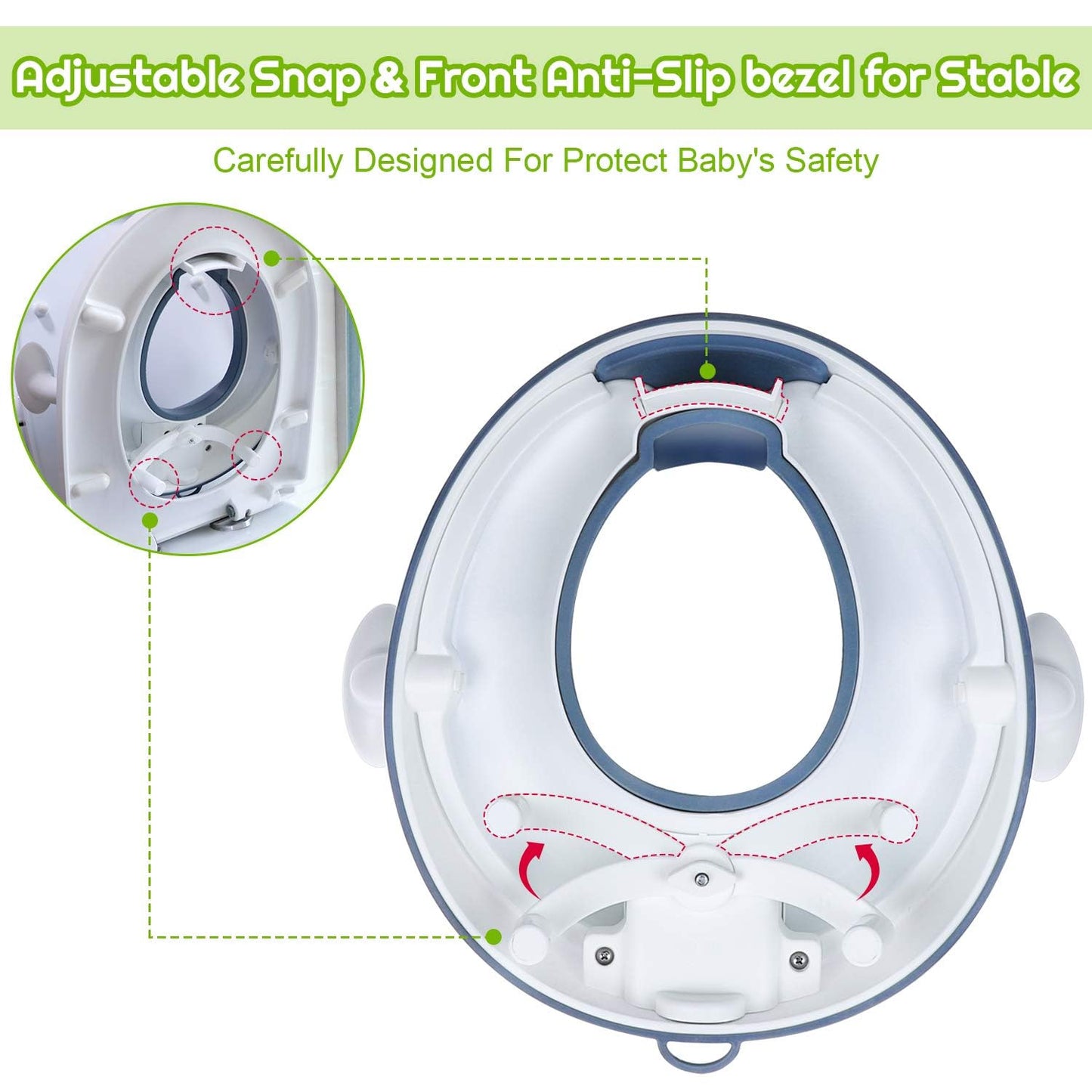 ANGELBLISS Baby Potty Training Toilet Seat with Soft Cushion Handles, Haute Collection, Double Anti-Slip Design and Splash Guard for Boys and Girls (Pink)