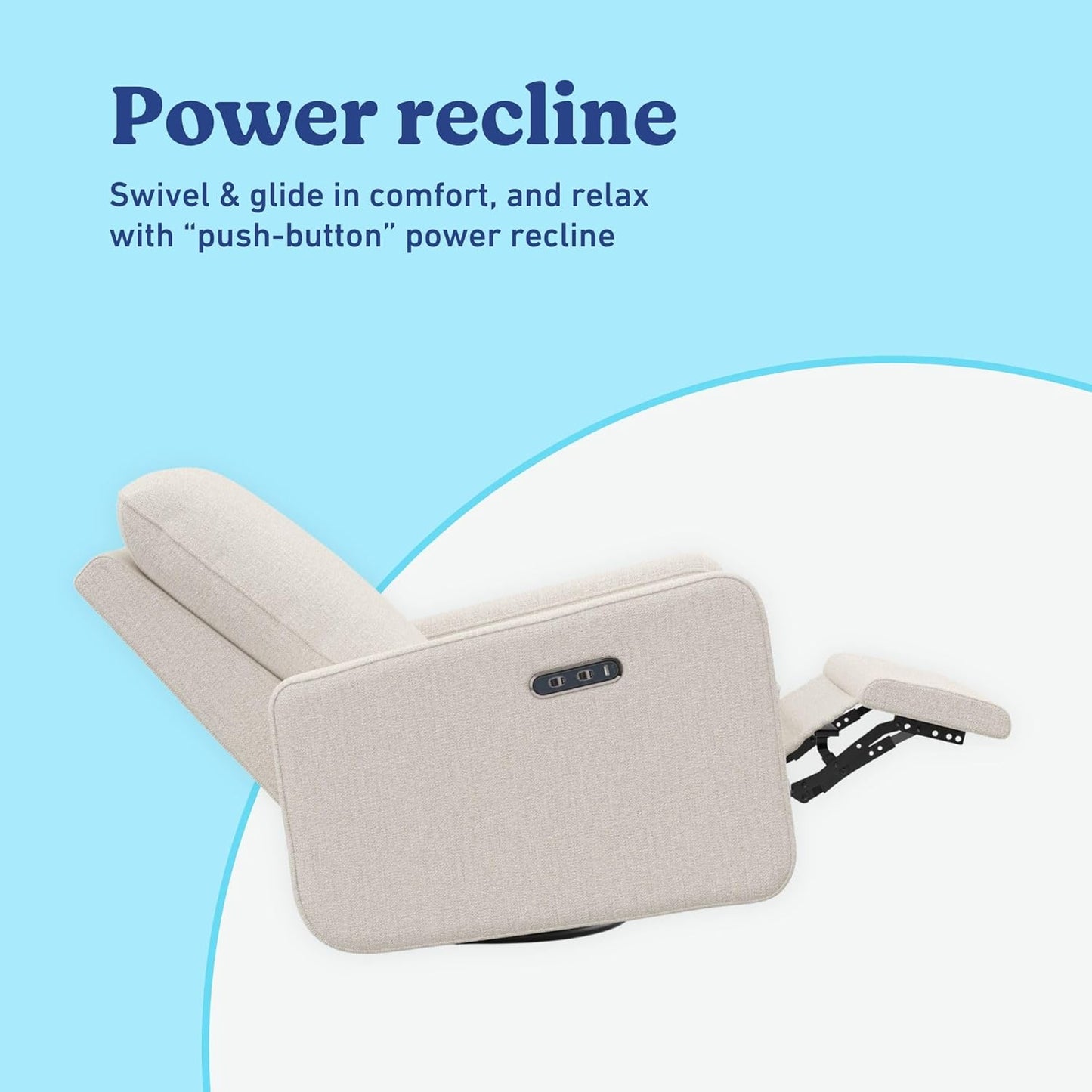 Graco Teddi Power Recliner Swivel Glider, Electronic Power Recline, Oeko-TEX 100 Certified, USB-A & USB-C Charger, Premium Cushioning & Comfort – (Ivory Basketweave)