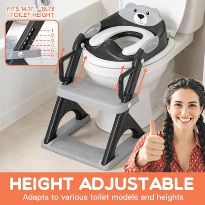 Potty Training Seat, SKYROKU Upgrade Toddler Toilet Seat for Kids Boys Girls, 2 in 1 Potty Training Toilet, Splash Guard Anti-Slip Pad Step Stool,New Sector-Shape Stabilized Base (8899+Grey)