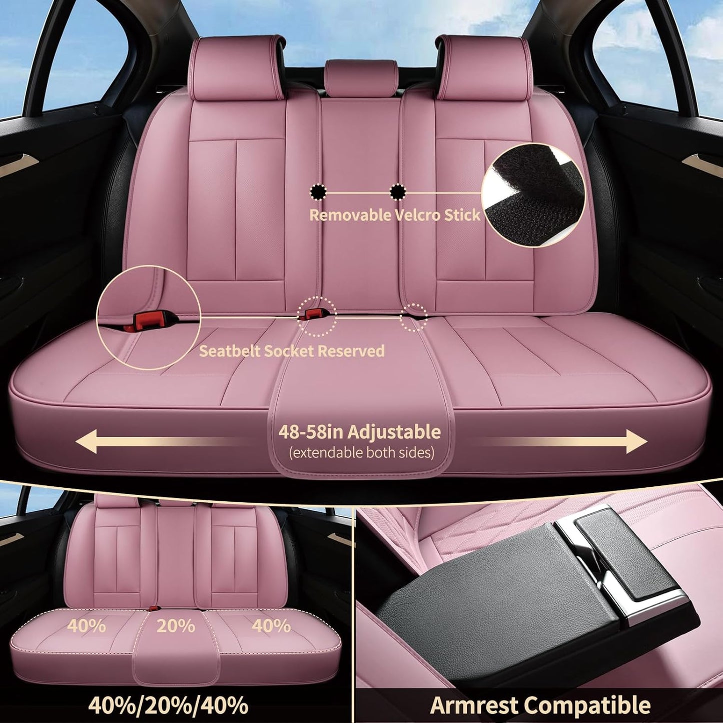 FLORICH Car Seat Covers, Brown Leather Seat Covers for Cars, Faux Nappa Leather Automotive Seat Protectors, Car Seat Cushions Universal Fit for Most Sedans SUVs Trucks - Brown