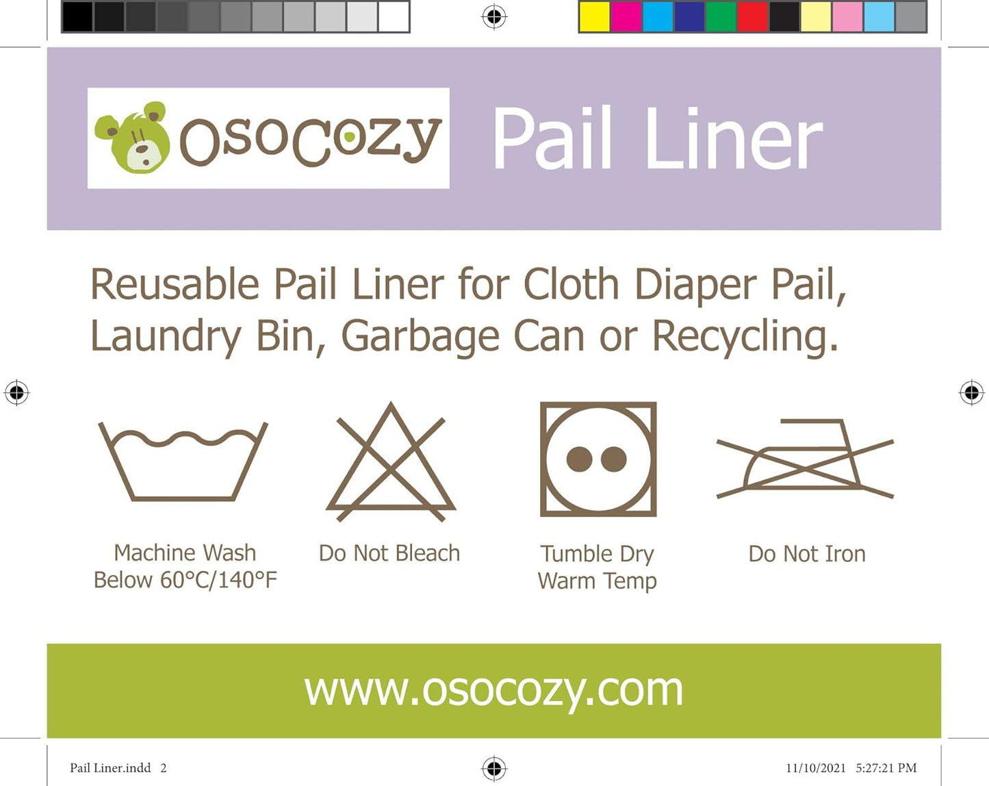 OsoCozy Cloth Diaper Pail Liner - Reusable, Washable, Waterproof Wet Bag with Drawstring. Excellent for Diaper Pails, Garbage Cans, Laundry, Recycling and Storage - Starry Night