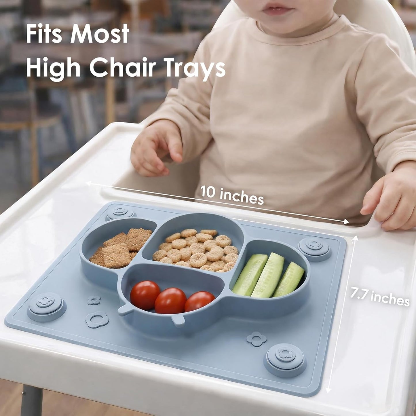ROCCED Suction Plates for Baby Placemat Spoon Fork Set for Toddlers, Silicone Baby Plates with Suction Baby Dishes for Kids Plates-pale mauve