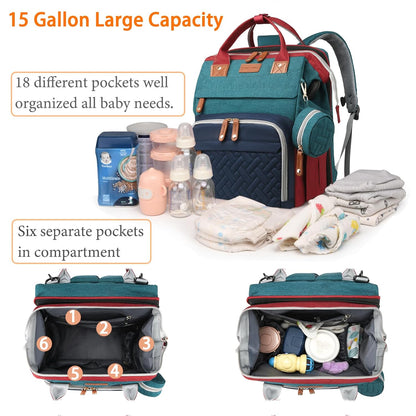 Astro alan Baby Diaper Bag with Changing Station, Waterproof Diaper Bag Backpack for Moms Dads with USB Charging Port, Baby Shower Gifts, Large Capacity diaper backpack, Grey