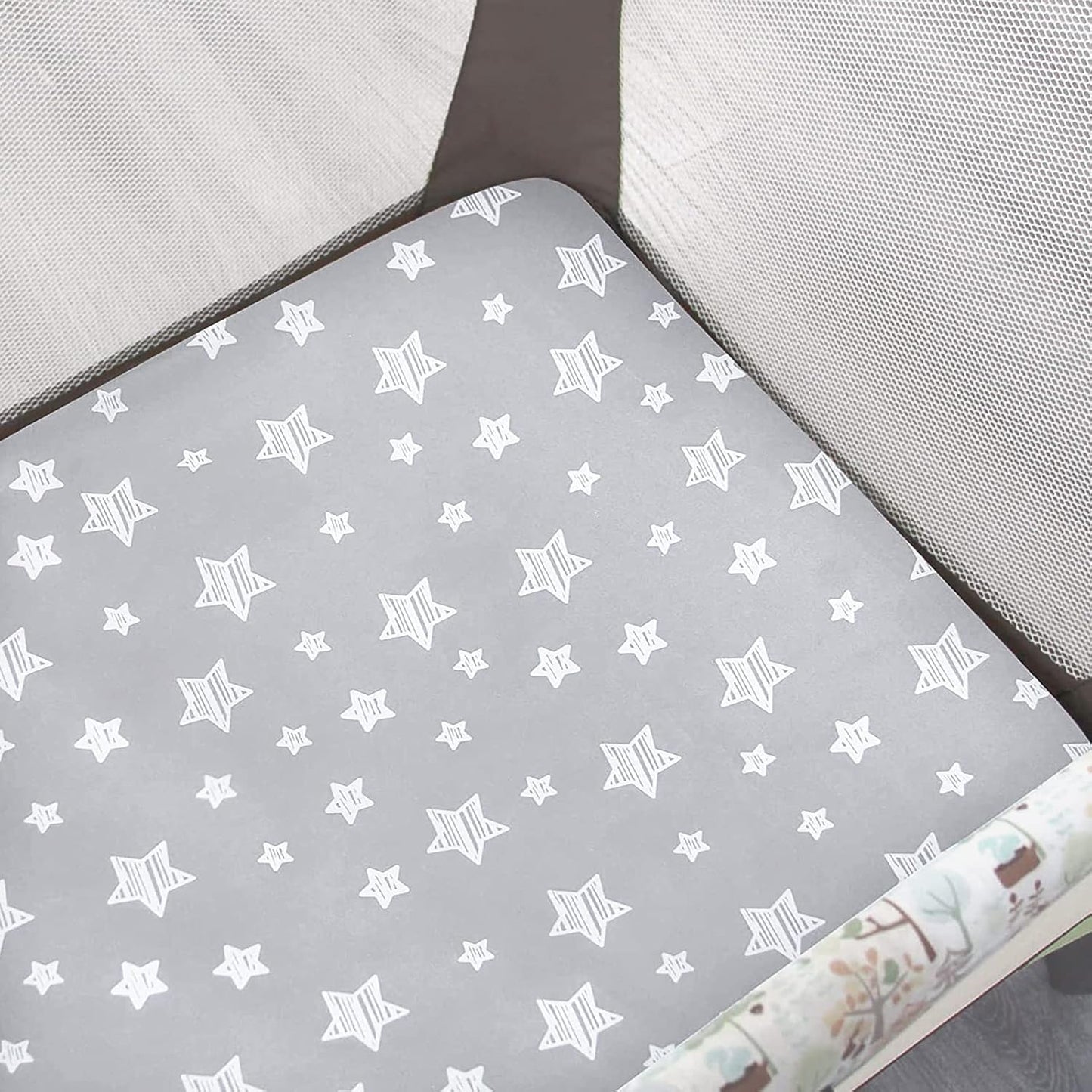 Pack and Play Sheets, 2 Pack Mini Crib Sheets, Stretchy Playard Fitted Sheet, Compatible with Graco Pack n Play, Soft and Breathable Material, Planet & Flower