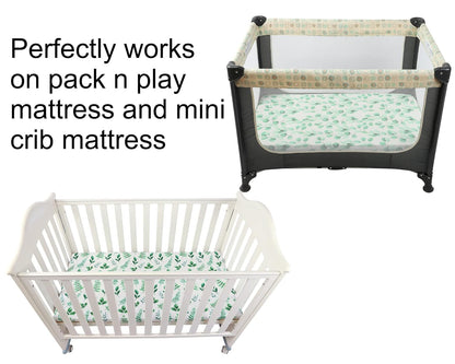 Onacosht Pack and Play Sheets 3 Pack for Baby Boy, Stretchy Jersey Knitted Portable Mini Crib Sheets Playard Mattress Cover, Woodland Animal Elephant Fox Lion Bear Giraffe Zebra Printing