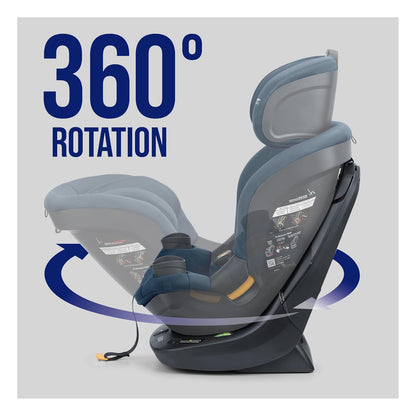 Chicco Fit360 Zip ClearTex Rotating Convertible Car Seat with Fit360 Mirror, 360 Degree Rotation for Rear-Facing and Forward-Facing Usage, Jet/Black