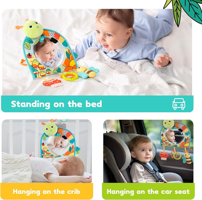 Koty Infant Car Seat Toy - Kick and Play Activity Center with Mirror, Teether and Crinkle Paper, Fun Travel Baby Toy for Rear Car Seat, Easier Drive with Newborns, Babies