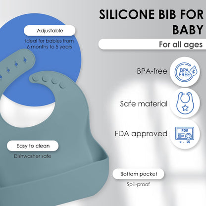 Bluet B- Silicone Baby Feeding Set with Pacifier - Baby Led Weaning Supplies - Baby Spoons, Suction Bowl - Plate - Baby Utensils Set - Silicone Feeding Set for Baby First Foods - 11pcs - Purple