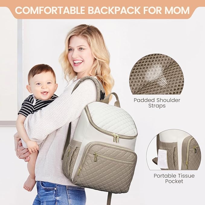 LOVEVOOK Diaper Bag Backpack Large Capacity Baby Bag with Portable Changing Pad, Multifunction Baby Travel Backpack
