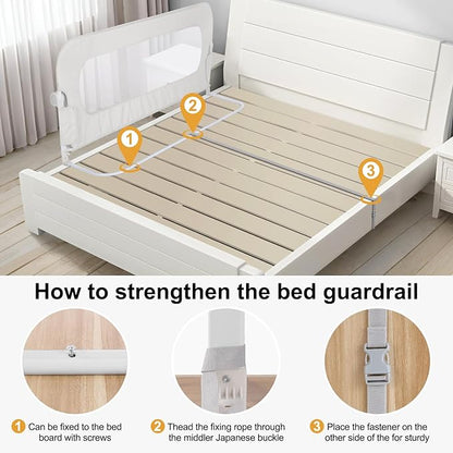 Bed Rail for Toddlers,Swing Down Kids Bed Rails Guard for Twin,Full,Queen,Bunk Size Bed,Extra Tall Child Bed Rail Guard with Reinforced Anchor Safety System (White, 40 Inch(40" L x 31" H))