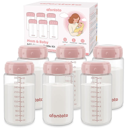 6PCS Breastmilk Storage Bottle for Momcozy Breast Milk Cooler, Wide-Neck Baby Bottles for Pumping Fit Spectra Flange, Spectra Collection Bottles for Fridge, Breastfeeding Essential, 10 oz