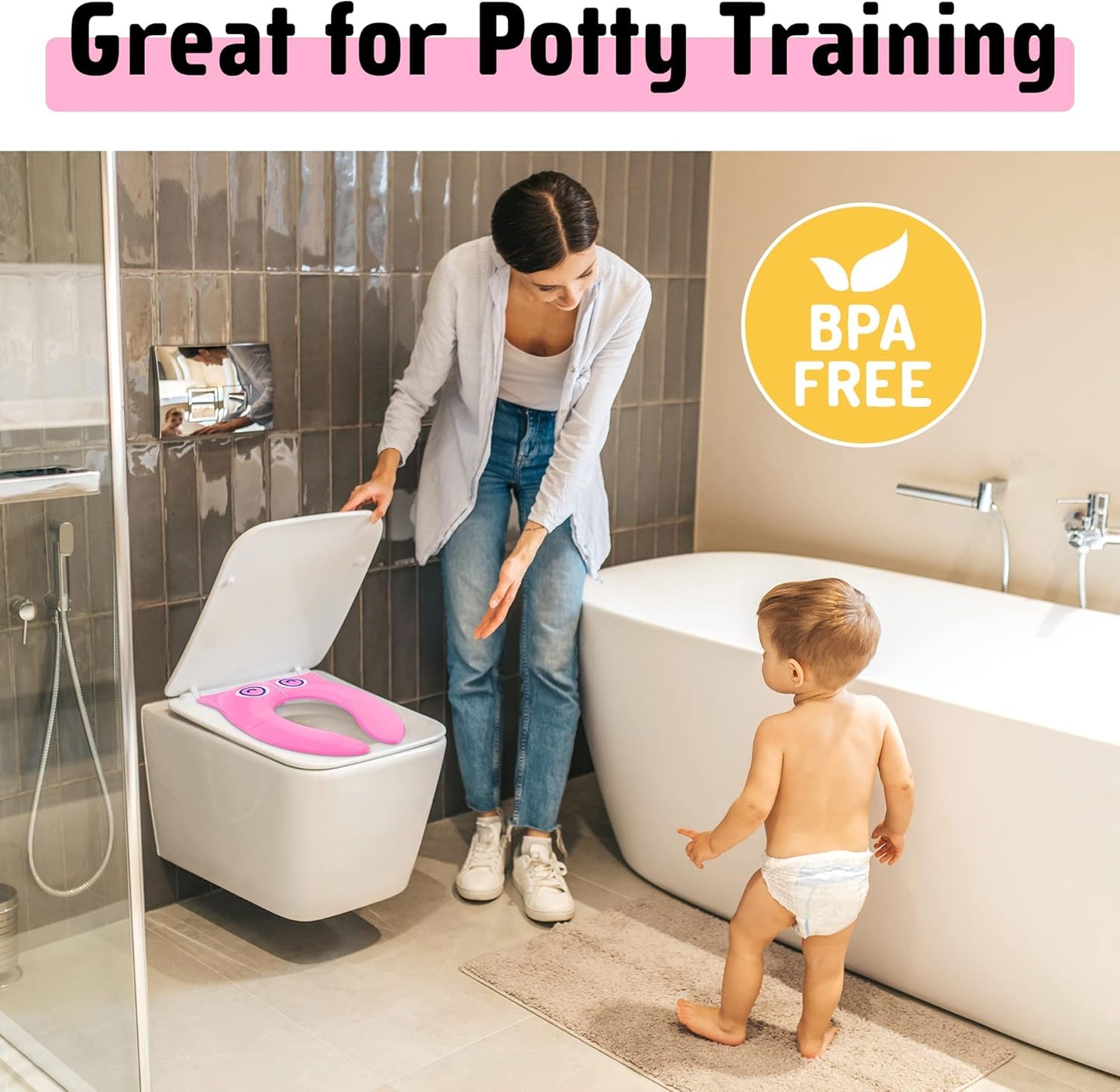 Portable Potty Seat for Toddler Travel - Foldable Non-Slip Potty Training Toilet Seat Cover for Boys Girls, Baby Kids with Drawstring Bag (Green Frog)