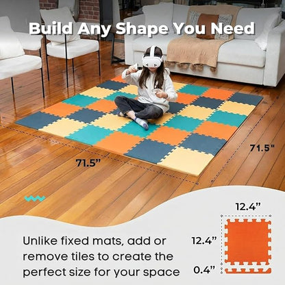 MioTetto Baby Play Mat, Soft Foam Floor Tiles for Kids. Adjustable Interlocking Foam Tiles, Fits with 74x74 Playpen Baby mat for Crawling & Development, Safe & Non-Toxic Playmat for Babies 6-12 Months