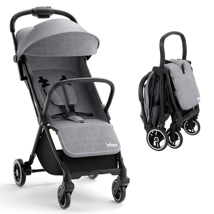INFANS Ultra-Compact Fold Airplane Ready Travel Stroller, One-Hand Gravity Fold Near Flat Recline Seat, Foldable Toddler Stroller for Infant 6-36 Month
