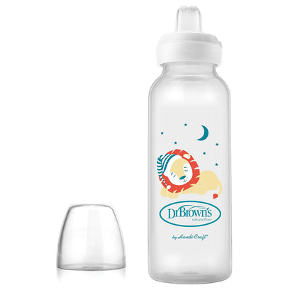 Dr. Brown's Milestones Narrow Sippy Bottle, 100% Silicone Soft Sippy Spout, 8oz/250mL, Flamingo & Bunny, 6m+