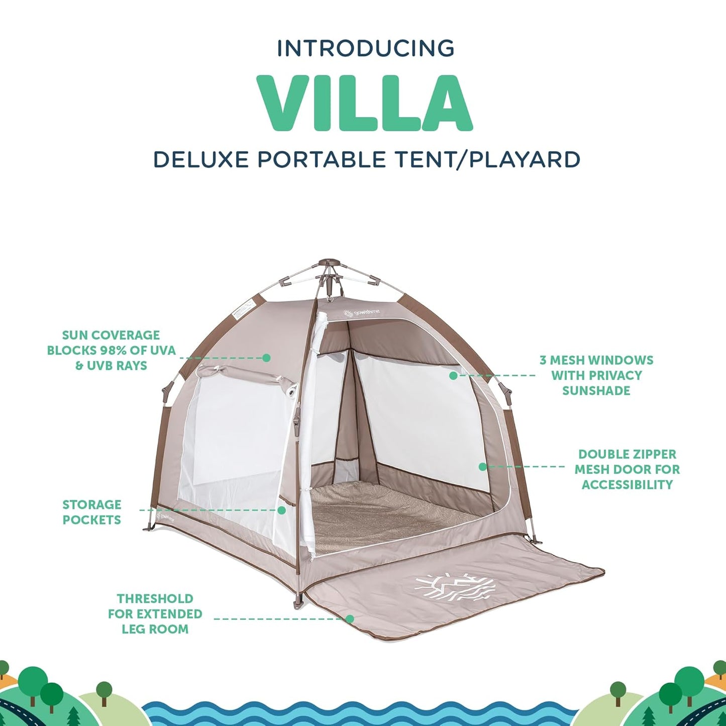 Baby Delight Go with Me Villa Portable Tent and Playard | Kids Tent and Playhouse | Indoor and Outdoor | Green Garden