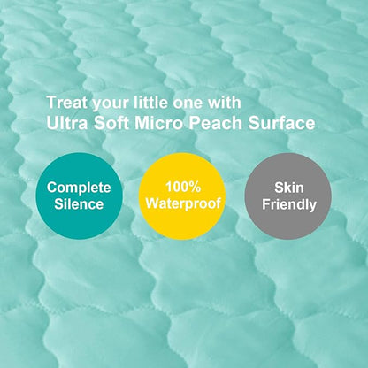 Waterproof Sheet for Pack n Play Quilted, Playard Sheet Protector 39" X 27" fits for Baby Foldable and Playard Mattress, Portable Mini Crib, Aqua