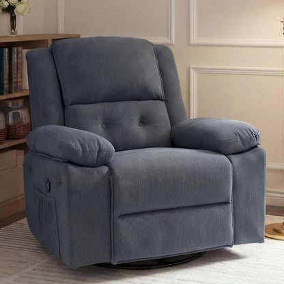 FLEXISPOT Swivel Rocker Recliner Chair for Adults, Massage Recliner Rocking Chair Nursery, 360° Swivel Nursery Glider for Living Room Bedroom, Beige (XRC2)