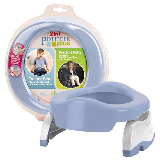 Kalencom Potette Plus 2-in-1 Travel Potty and Trainer Seat - Dual-Purpose Potty Training Toilet Seat - Portable Potty for Toddler Travel - with Durable, Lock-in Legs and Splash Guard - Pastel Mint