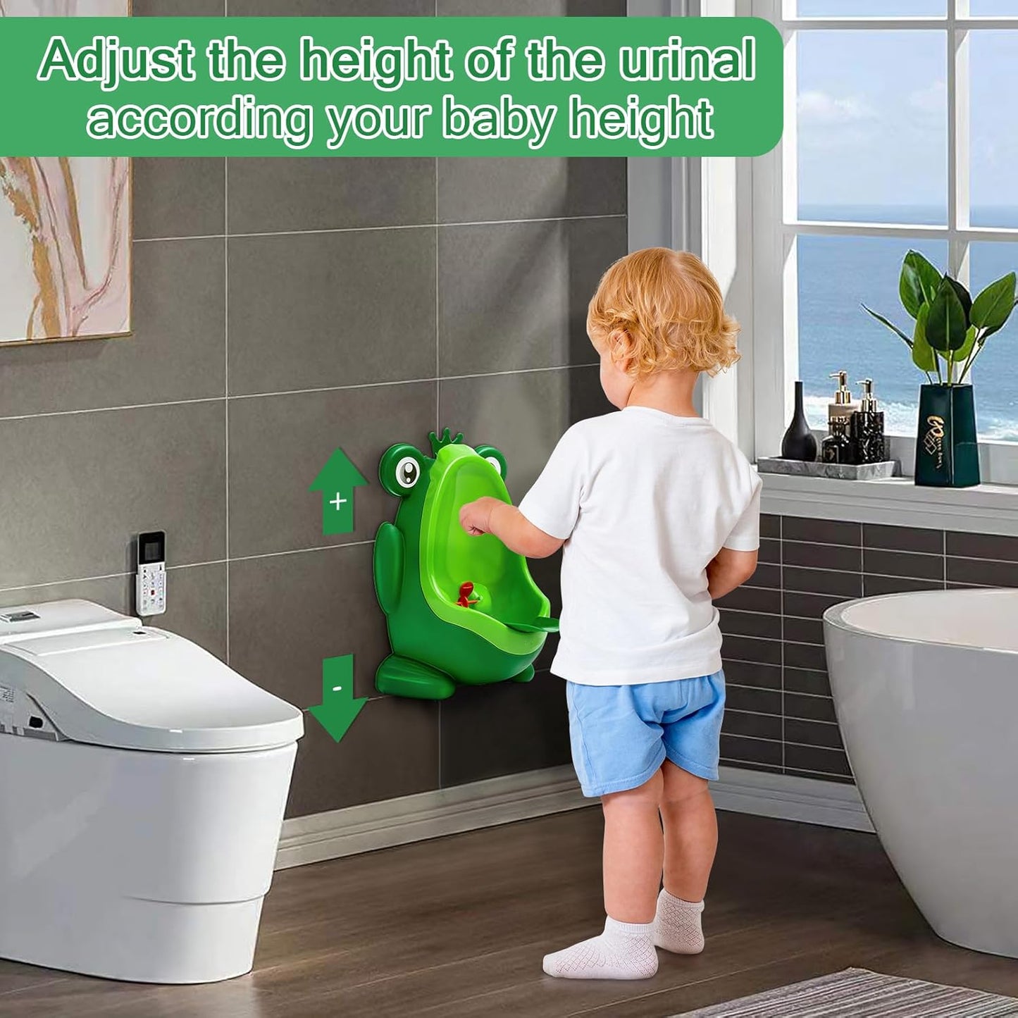 Frog Pee Training Urinal, Cute Frog Potty Training Urinal for Toddler Boys with Funny Aiming Target, Green Toilet Trainer (Green)