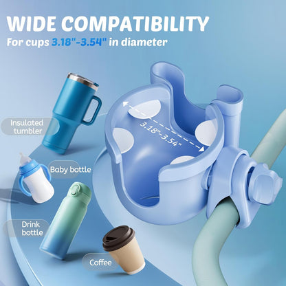 Guiseapue Cup Holder for Walker: Stroller Cup Holder Attachment with Phone Holder, Wheelchair/Stroller Accessories for Rollator, Bike, Scooter, Baby Essentials, First Mother‘s Day Gifts for New Mom