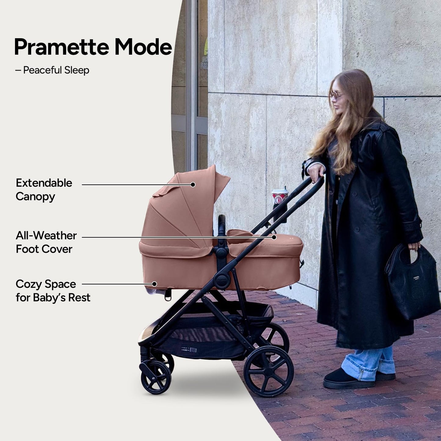 Mompush Baby Stroller, Convertible 2-in-1 with Bassinet Option, Infant Car Seat Compatible, Includes Adapter - Sturdy Full-Size Infant Stroller for Family Adventures