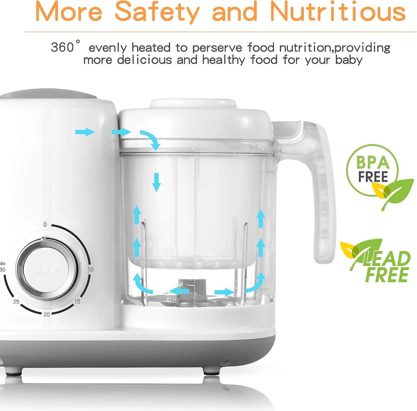 AMZBABYCHEF Baby Food Maker, 4 in 1 Baby Food Processor and Steamer, Puree Blender, Multifunctional Baby Puree Maker, Dishwasher Safe (White)