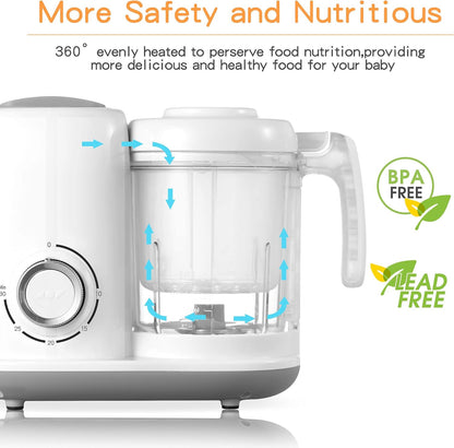 AMZBABYCHEF Baby Food Maker, 4 in 1 Baby Food Processor and Steamer, Puree Blender, Multifunctional Baby Puree Maker, Dishwasher Safe (Green)